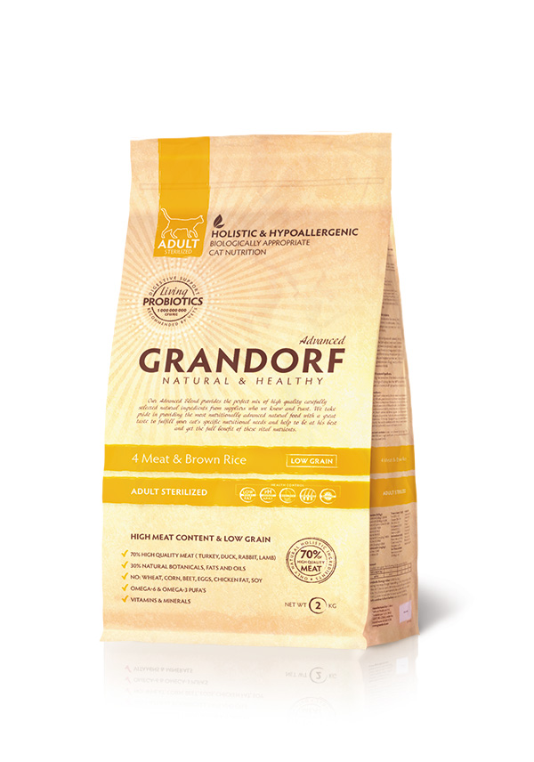 Сухой корм Grandorf (Грандорф) Sterilised 4 мяса с рисом и пробиотиками для стерилизованных кошек 400 г